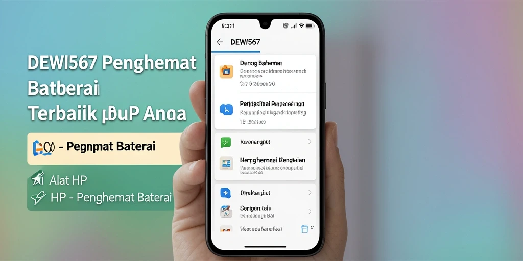 Tampilan utama aplikasi DEWI567 untuk penghematan baterai yang efisien.