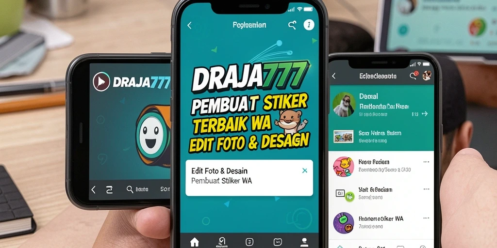 Antarmuka pengguna DRAJA777 menampilkan alat pengeditan stiker yang menarik.