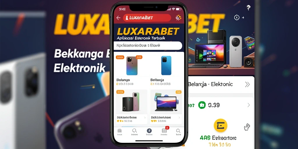 Screenshot antarmuka aplikasi LUXARABET yang menunjukkan berbagai kategori elektronik.