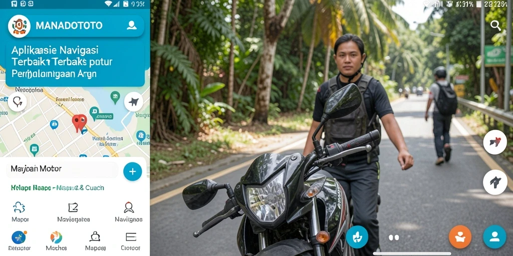Tampilan antarmuka aplikasi MANADOTOTO untuk navigasi motor yang intuitif.