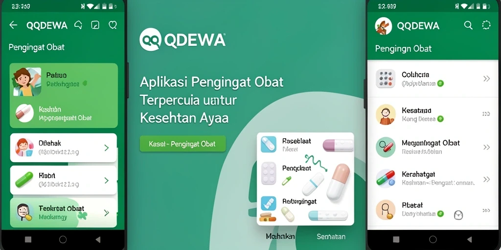 Antarmuka QQDEWA yang sederhana dan efektif untuk pengingat obat.