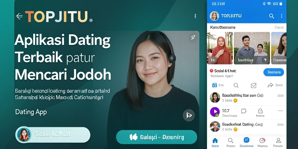 Antarmuka utama TOPJITU yang menarik dengan fitur-fitur dating.