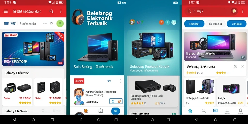 Tampilan antarmuka pengguna V87 yang menarik untuk berbelanja elektronik.